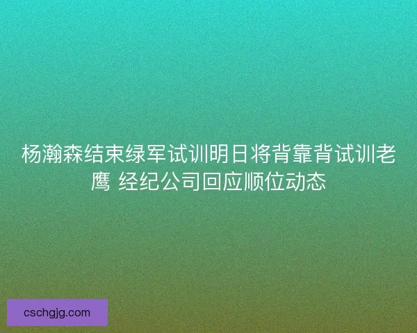 杨瀚森结束绿军试训明日将背靠背试训老鹰 经纪公司回应顺位动态